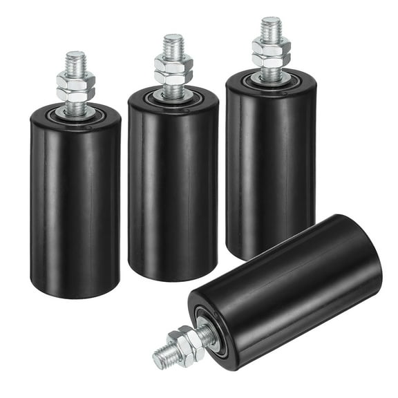 4Pack Slide Gate Guide Roller, 4" Nylon Sliding Gate Support Assembly, Black