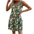 thumbnail image 2 of Blczomt Summer Beach Dresses for Women Under $10 Floral Mini Sundress Boho Casual with Pockets Women Clothing, 2 of 5