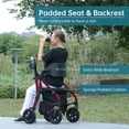 thumbnail image 4 of Andador con ruedas todoterreno ELENKER, silla de ruedas de transporte 2 en 1 con asiento acolchado y respaldo ancho, color rojo, 4 of 5
