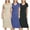 Set 4, variant on 3 Pack: Women's Ribbed Jersey Crew Neck Short Sleeve Midi Length Dress With Side Slit