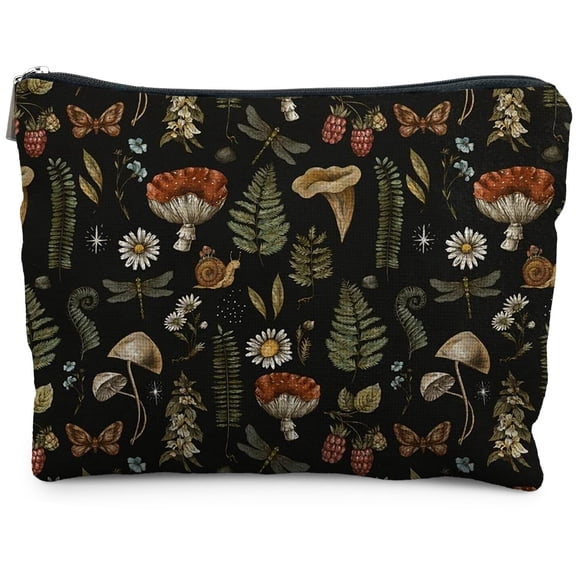 Bolsa de maquillaje RYYCDOI Dark Forest Cottagecore Mushroom Linen