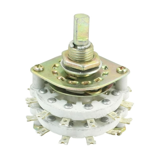 KCZ4*5 Diámetro del agujero de montaje de 10 mm, diámetro del eje de 6 mm, selector de interruptor rotativo de 4P5T de doble nivel de 24 pines