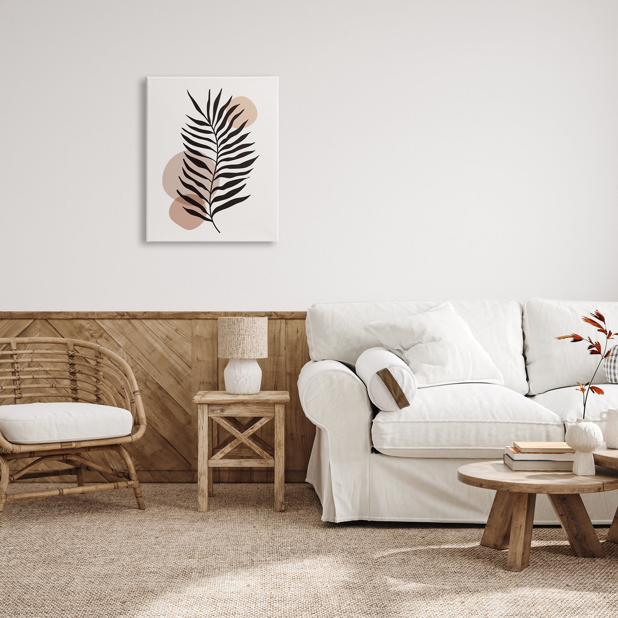 Stupell Industries Beige Boho Frond Botanical & Floral Painting Gallery Wrapped Canvas Print Wall Art, 24 x 30