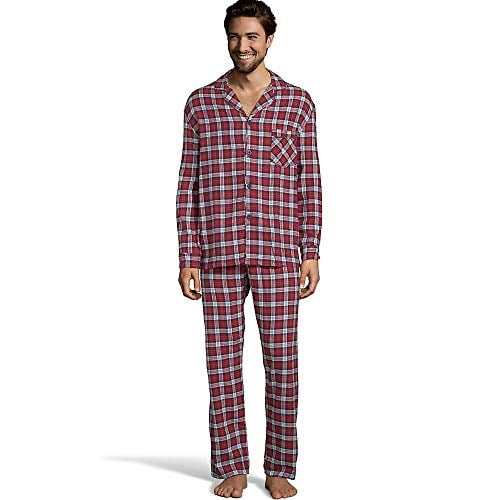 Hanes - Hanes Mens Flannel Pajamas, L, Red Plaid - Walmart.com