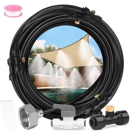 26.2ft Outdoor Fan Misting Kit, TSV Water Spray Nozzles Cooling System for Garden Patio