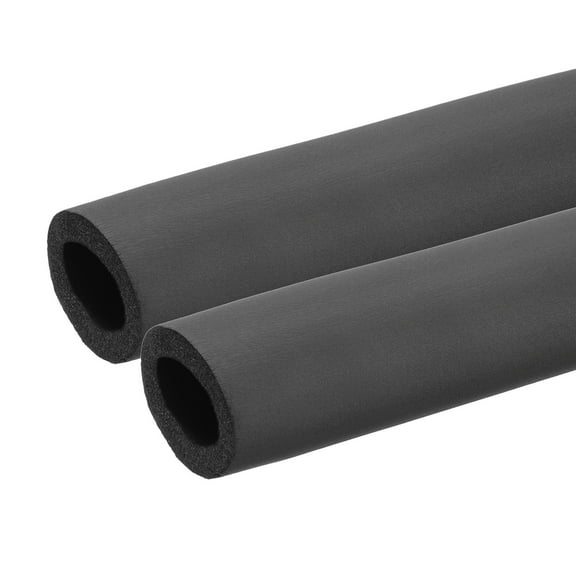 Uxcell 1" (25mm) ID x 1.3Ft x 0.35" Pipe Insulation Foam Tube, 2Pcs Pipe Cover Wrap Roll Bar Tubing for Handle Grip HVAC Air Conditioner Units, Black