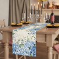 thumbnail image 2 of Flowers Leaves 90 Inch Table Runner, Farmhouse Floral Blue Green Beige Farmhouse Dresser Scarf Cotton & Linen Tablerunner for Dining/Kitchen Island/Holiday Party Décor 13" x 90", 2 of 9