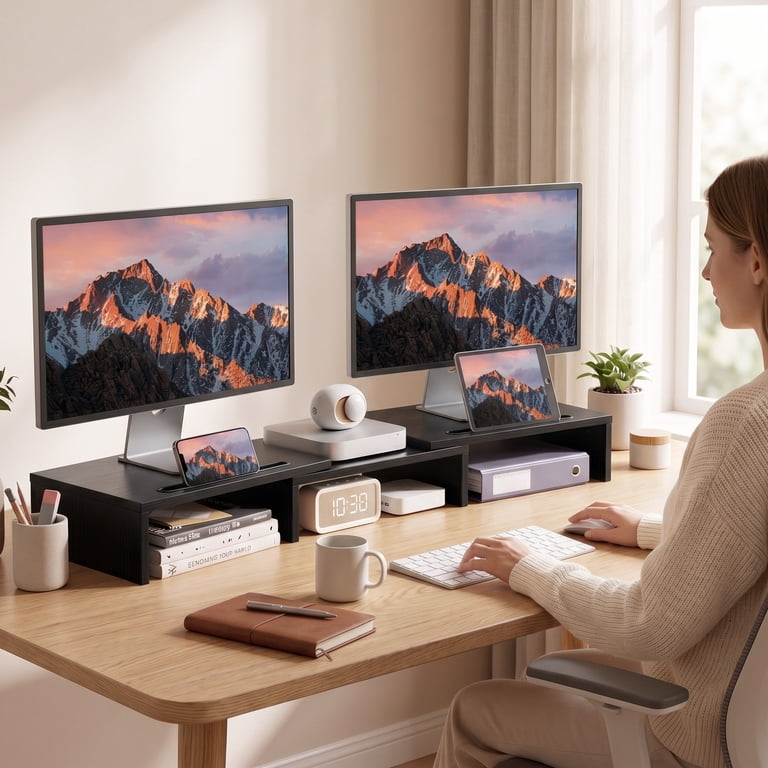 MountFTV Dual Monitor Stand Riser, Adjustable Angle photo 7