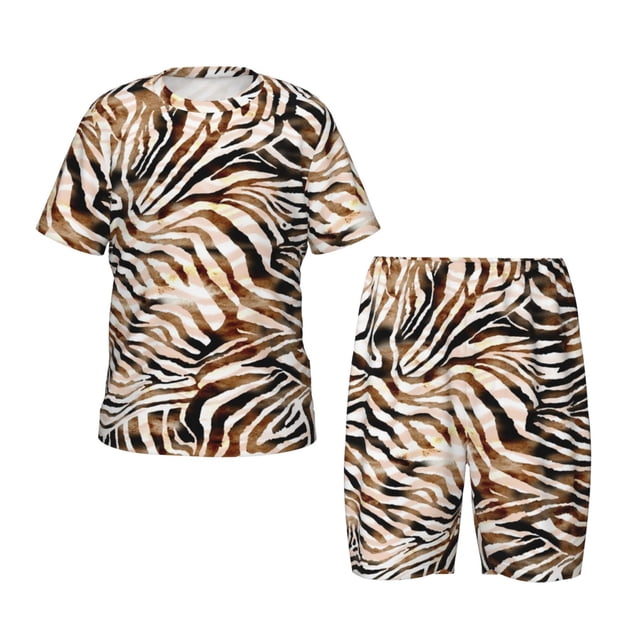 Balery Watercolor Zebra Conjunto de Pijama Infantil de Manga Corta con Estampado – Ropa de Dormir de Algodón Suave-Small