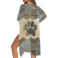 thumbnail image 5 of HELLHERO Paw Print Flower Design Bathing Suit Cover Up High Quality Fabrics Lightweight and Breathable Free Size Long Kimono Cover Ups for Swimwear Women for Womens, 5 of 6