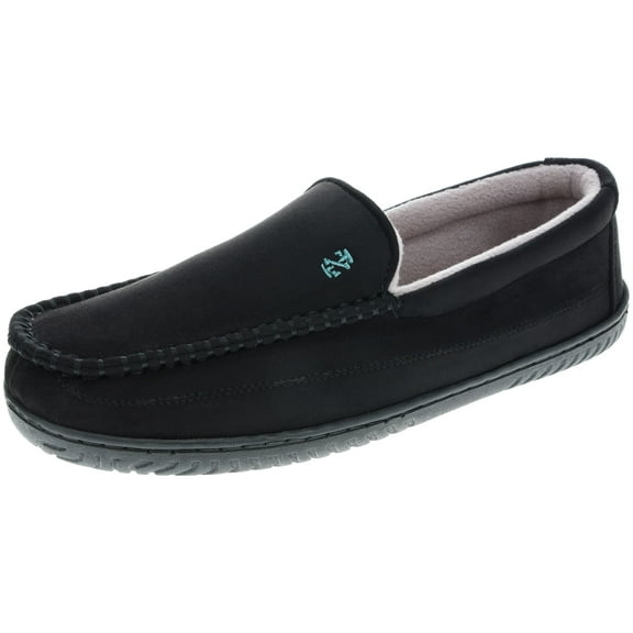 IZOD Men's Slipper with Memory Foam, Classic Soft Microsuede Moccasin, Solid Black, Men's Size 7-8