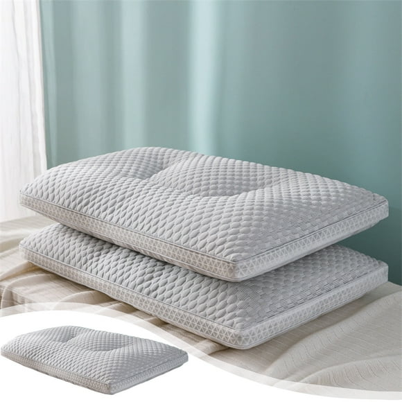Nrmrq for Home Cool Ice Silk Water Vertical Knitted Pillow Non-Collapse Cervical Vertebra Protection Whole Head Sleep Aid Household Pillow Core