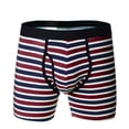 thumbnail image 2 of Calzoncillos para hombre Calzoncillos tipo bóxer para hombre con aberturas alargadas a rayas de algodón puro para deportes Pompotops  qyievc4371, 2 of 9