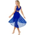 thumbnail image 2 of iEFiEL Womens Shiny Sequins Lyrical Dance Dress Sheer Mesh Asymmetric Hem Dancewear, 2 of 7