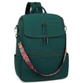 thumbnail image 1 of Mochila para portátil FADEON Leather Travel Green para mujer 15.6 pulgadas, 1 of 9