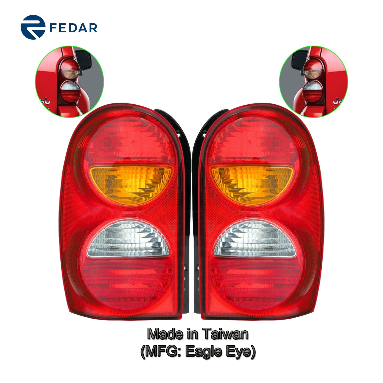 Tail Light Rear Brake Lamp Fit Jeep Liberty 2002 2003 2004 w/ Bulbs