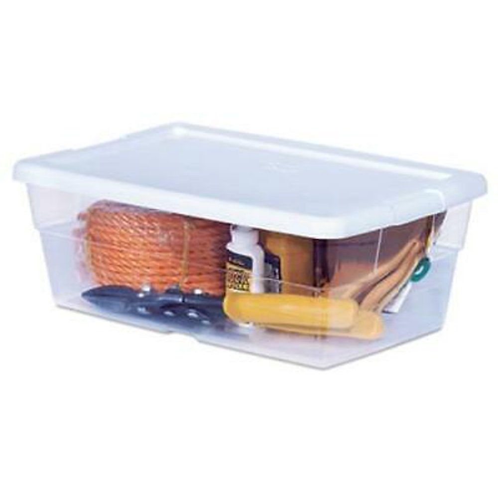 1PK 6 QT Storage Box See Through With White Lid 12/PK