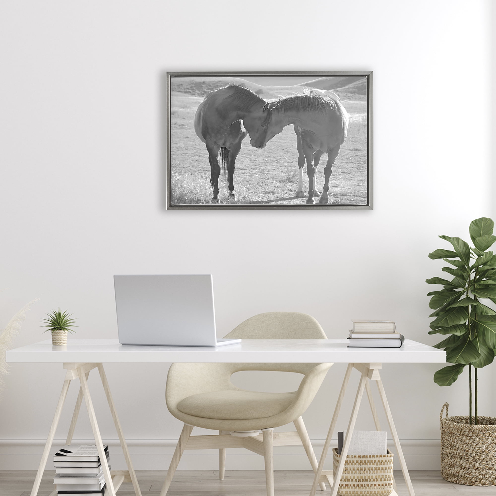 Stupell Industries Sweet Nothings Bond Between Horses Gray Framed Floater Canvas Wall Art, design by Steve Toole