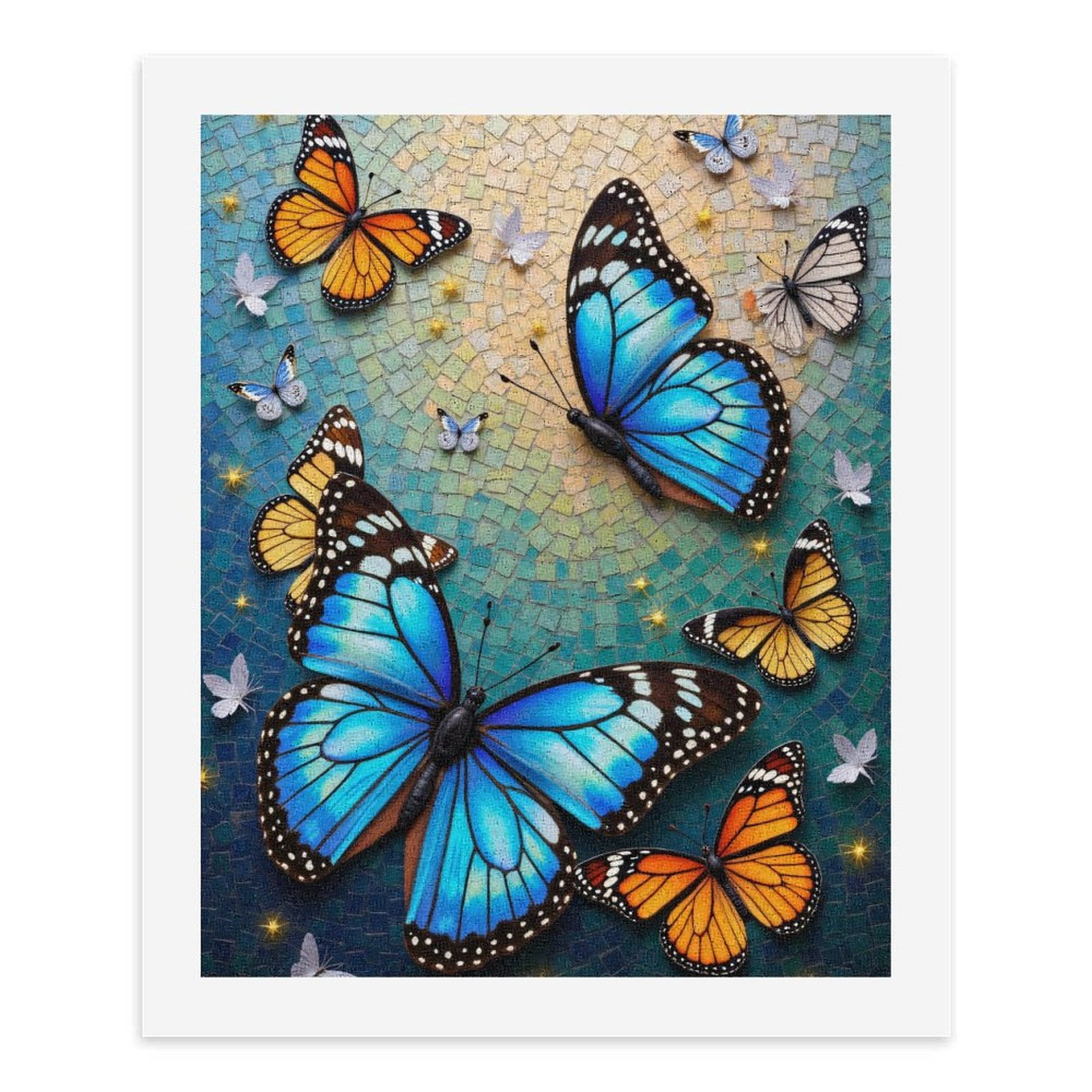 Paint by Numbers Kit for Adults, Butterflies Mosaic Art Wings Bright Paint by Numbers, Easy Paint by Numbers Kit for Adults Beginner, DIY Adult Paint by Number Kits on Canvas, Home Decor