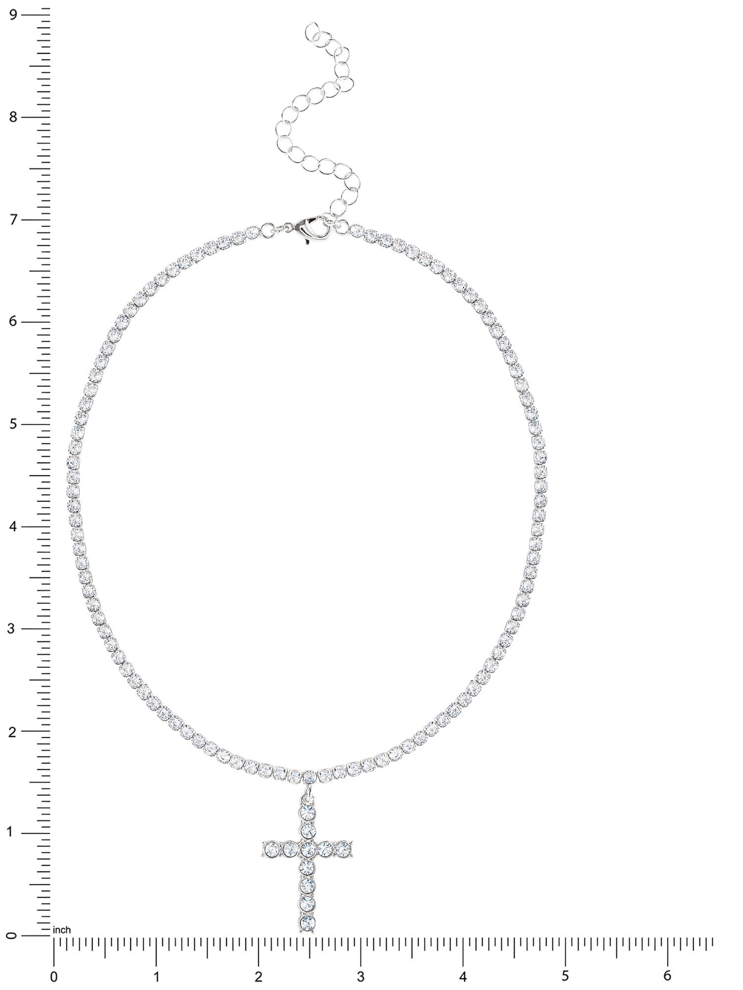 Jessica Simpson Women's Pave Cubic Zirconia Cross Necklace, 15