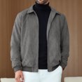 thumbnail image 4 of Faux Suede Zip Bomber Jacket Men Turn‑Down Collar Side Pockets Classic Casual Coat for Fall Winter Business Casual Daily Wear, 4 of 5