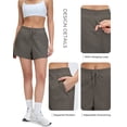thumbnail image 6 of FITOP Women's High Waisted Running Shorts Quick Dry Athletic Casual Shorts with Zipper Pockets,Dark Khaki,Size XL, 6 of 6