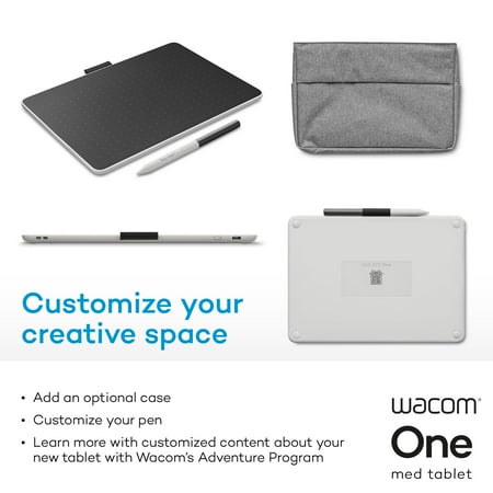 Wacom - One Medium 9.9" x 7.1" Bluetooth Graphics Drawing Tablet - White