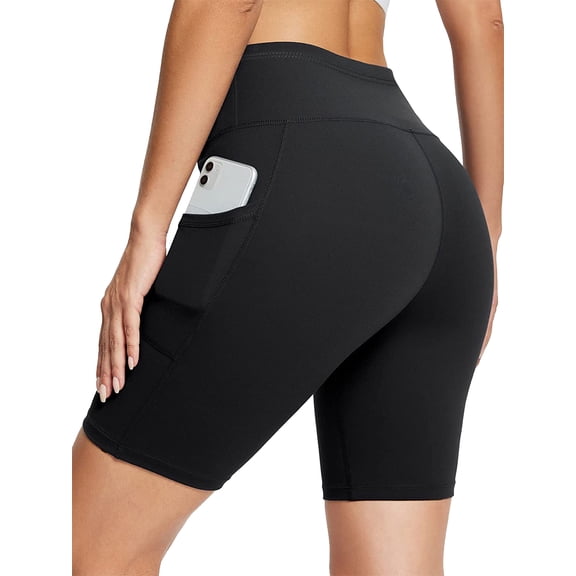 TRYSIL Women's Biker Shorts Inseam 8" High Waist Yoga pants Workout Gym Running Volleyball Spandex Shorts with Pockets