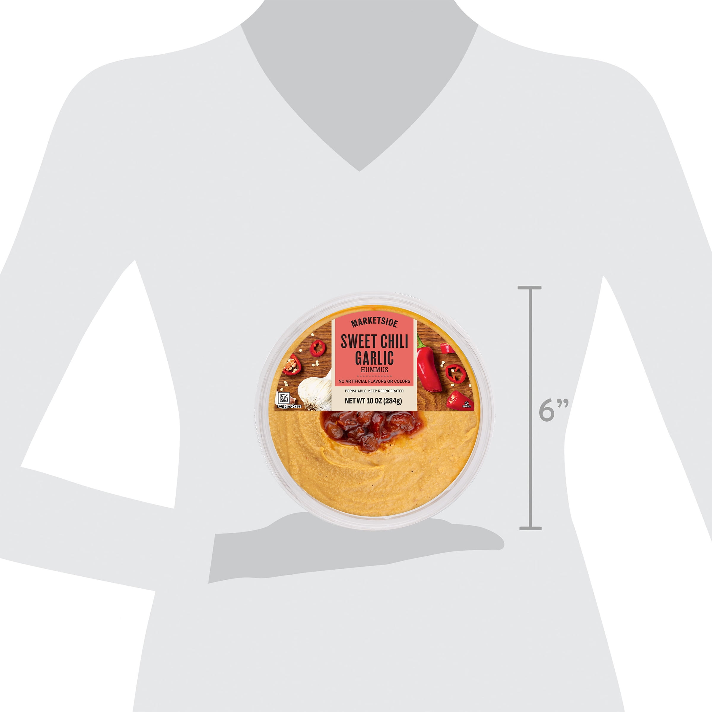 Marketside Sweet Chili Garlic Hummus 10 oz, Ready to Eat, Resealable Cup, 2Tbsp. (28g) Servings