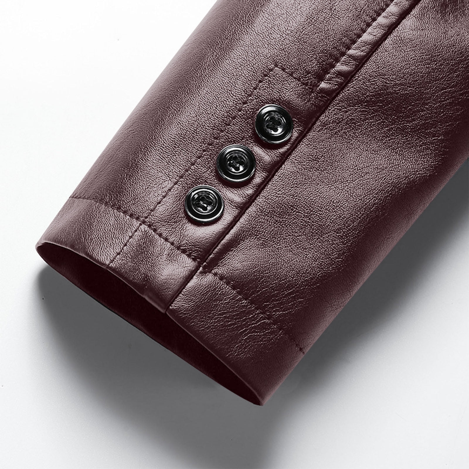 COSFO Button Down Jackets for Men Winter Solid Faux Leather Jacket Long Sleeve Casual with Pockets Loose Business Mens Coats
