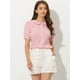 thumbnail image 2 of Blusa Allegra K cuadros mujer manga corta cuello Peter Pan Rosa S, 2 of 5