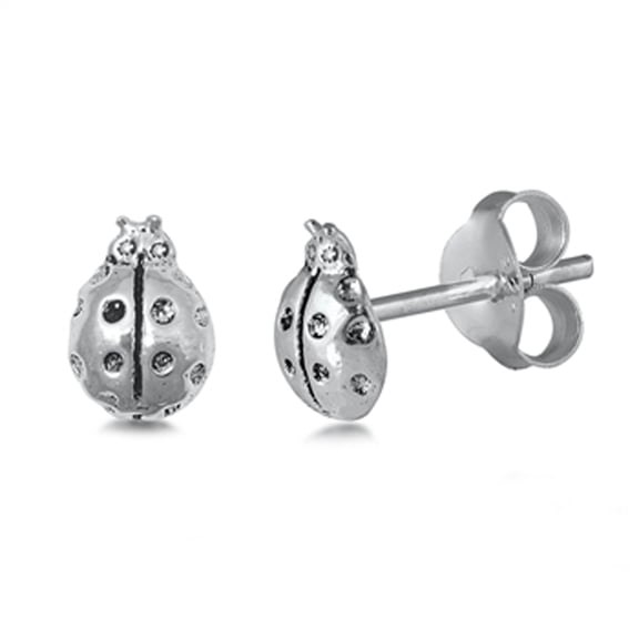 Sterling Silver Lady Bug Animal Insect Stud Earrings 925 New Jewelry Female Unisex