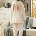 thumbnail image 5 of Winter Flannel Pajama Sets for Women Cute Bunny Ear Long Sleeve Hooded Tops Nightwear and Pants Loungewear Soft Pjs Set Womens Clothes, 5 of 7