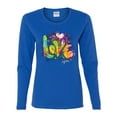 thumbnail image 2 of Wild Bobby, Colorful Rainbow Paint Love Streetwear Womens Graphic Long Sleeve T-Shirt, Royal, Large, 2 of 3