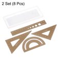thumbnail image 3 of Unique Bargains Geometry Set 15cm 8pcs Laser Engraving Hollow Metal Ruler Set, Light Brown, 3 of 5