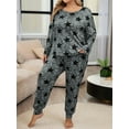 thumbnail image 7 of Musefolio Women Plus Size Casual 2 Piece Outfit Set Long Sleeve Pajama Set Loungewear Pullover Round Neck Autumn And Winter Set 1X-5X, 7 of 7