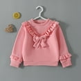 thumbnail image 4 of WMTBSRSW Girls Ribbed Knit Sweatshirts Fashion Cute Bow Fleece Lined Sweatshirts Fall Winter Ruffle Long Sleeve Pullover Tops 3-4Years, 4 of 4