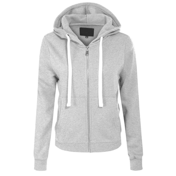MixMatchy Women's Solid Basic Long Sleeve Zip Up Fleece Jacket