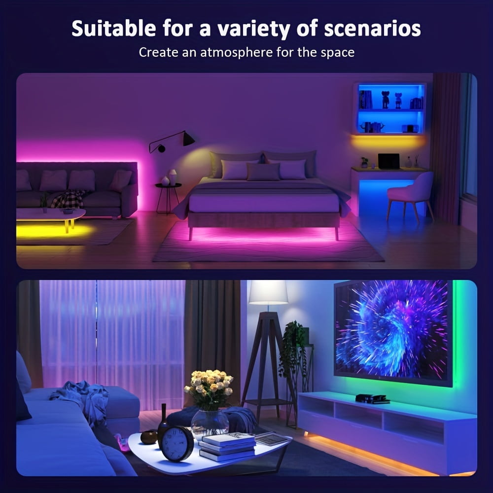 DAYBETTER 100FT Led Lights,Music Sync Strip Lights with APP and Remote Control,RGB Color Changing Lights for Bedroom Indoor Decor(2 Rolls of 50ft)