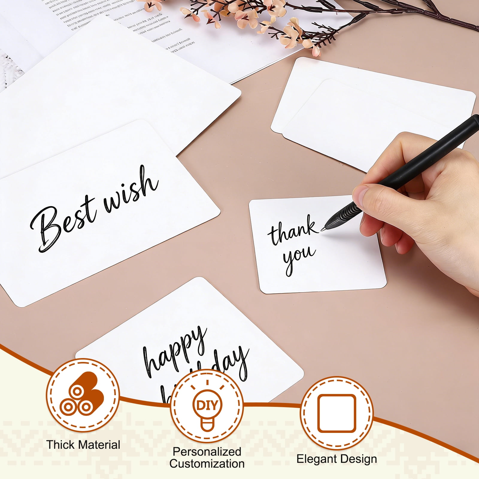 Uxcell 200 Sheets Blank Index Cards, 3.1"x3.1" Double Sided Thick Cardstock 350gsm Rounded Corner Study Flash Cards for Learning Playing Note Gift Tags DIY Paper Crafts, White