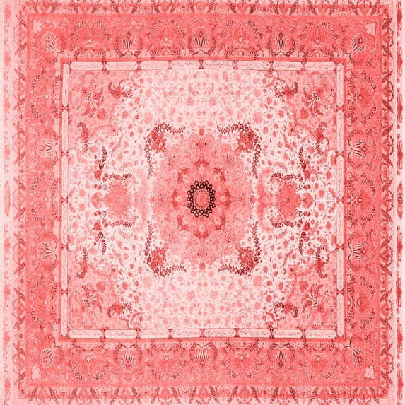Ahgly Company Indoor Square Medallion Red Traditional Area Rugs, 3' Square