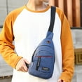 thumbnail image 2 of Stylago Women's Canvas Crossbody Sling Bags with Earphone Hole Trendy Small Chest Bag Backpack Mens Sports Hiking Shoulder Purse Blue, 2 of 5