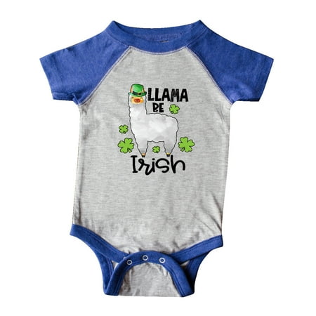 

Inktastic St. Patrick s Day Llama Be Irish with Green Shamrocks Gift Baby Boy or Baby Girl Bodysuit