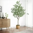 thumbnail image 3 of 7ft Artificial Olive Tree Potted, Faux Indoor Plants with Natural Wood Trunk & Lifelike Fruits, Realistic Tall Fake Tree for Home Office Decor, Housewarming Gifts, 3 of 3