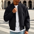 thumbnail image 5 of Men's Lightweight Bomber Jacket Classic Baseball Collar Winter Zip Up Windbreaker Coat Raglan Sleeve Wear, 5 of 9