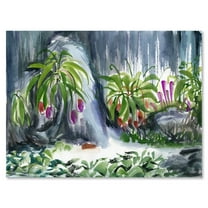 Designart ' Abstract Tropical Plants Oasis ' Farmhouse Canvas Wall Art Print