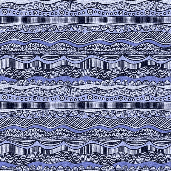 Ahgly Company Indoor Square Patterned Blue Whale Blue Area Rugs, 8' Square