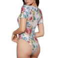 thumbnail image 3 of Daiia Rose Flowers print Women's Crew Neck Short Sleeve Bodysuit Fashion Tops Fit Casual Basic Extender Bodysuit-XX-Large, 3 of 9