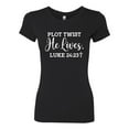 thumbnail image 2 of Wild Bobby Plot Twist He Lives Luke 24:23 Inspirational/Christian Women Slim Fit Junior Tee, Black, Small, 2 of 5