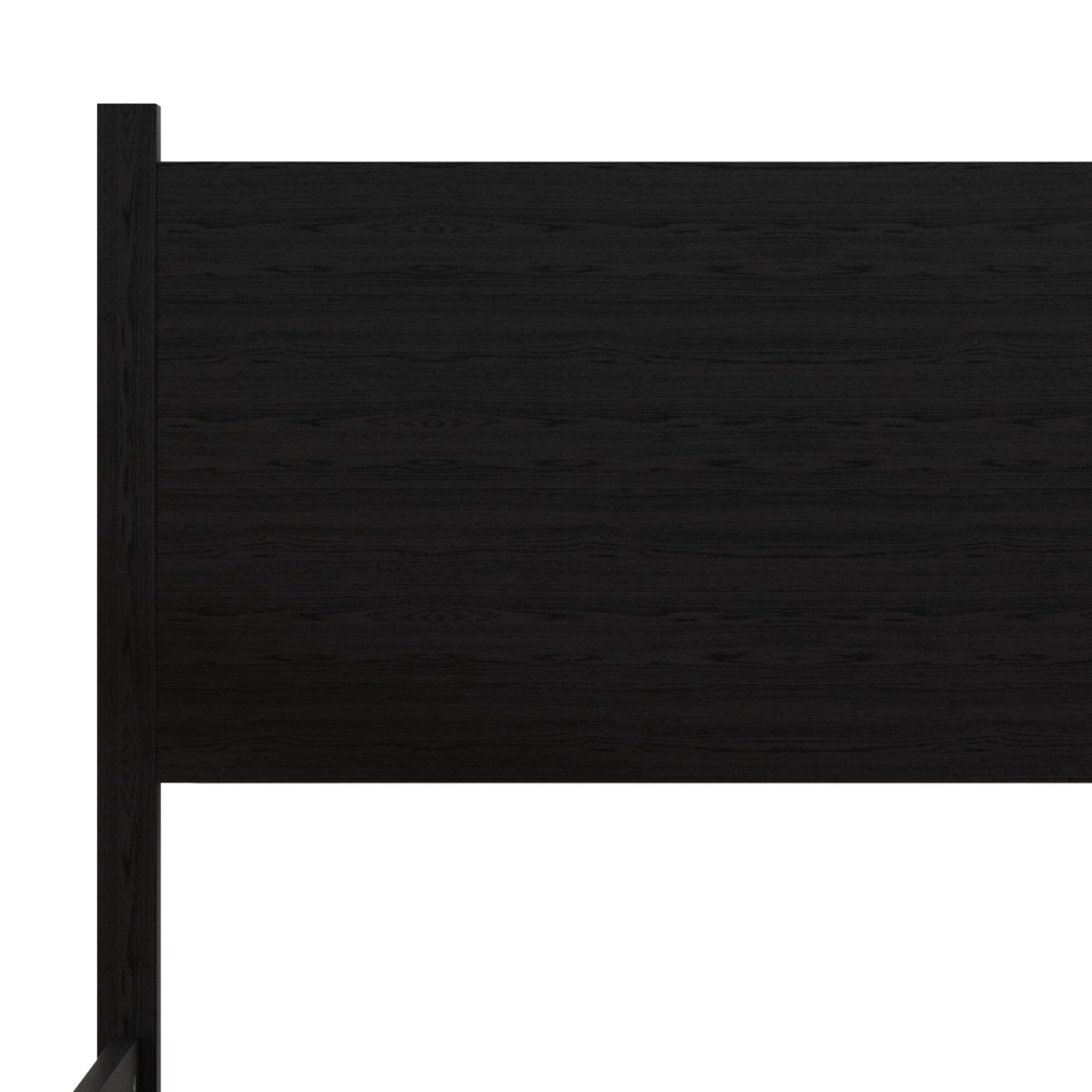 Home Design Branford Full Solid Wood Platform Bed Frame with Panel Headboard and Full Slat Support, Black